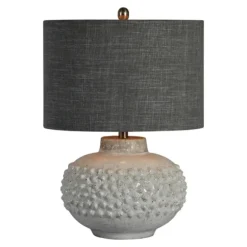 Kirkland's Home Table Lamps-Ivory Hobnail Table Lamp