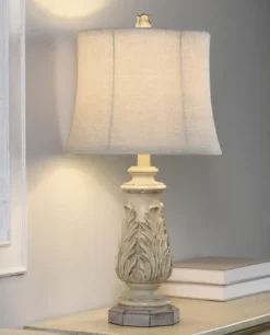 Kirkland's Home Table Lamps-Ivory Leaf Scroll Table Lamp