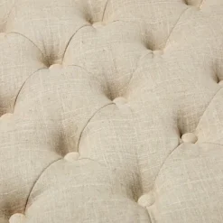 Kirkland's Home Benches & Ottomans-Ivory Linen Low Base Tufted Ottoman