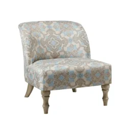 Kirkland's Home Accent Chairs-Ivory Medallion Wide Frame Slipper Accent Chair