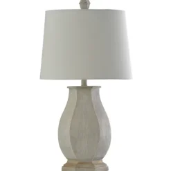 Kirkland's Home Table Lamps-Ivory Wirebrushed Oval Table Lamp