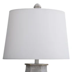 Kirkland's Home Table Lamps-Ivory Wirebrushed Oval Table Lamp