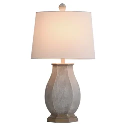 Kirkland's Home Table Lamps-Ivory Wirebrushed Oval Table Lamp