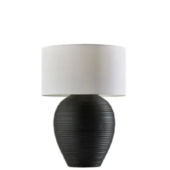 Kirkland's Home Table Lamps-Johanssen Black Ribbed Table Lamp