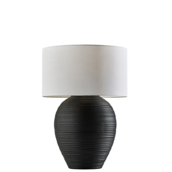 Kirkland's Home Table Lamps-Johanssen Black Ribbed Table Lamp