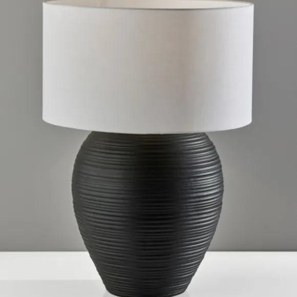 Kirkland's Home Table Lamps-Johanssen Black Ribbed Table Lamp
