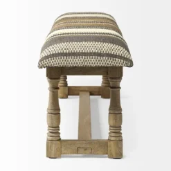 Kirkland's Home Benches & Ottomans-Jute Striped Natural Wood Bench