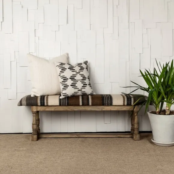 Kirkland's Home Benches & Ottomans-Jute Striped Natural Wood Bench