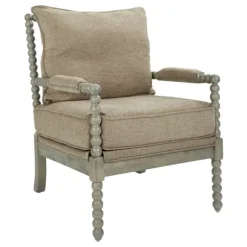 Kirkland's Home Accent Chairs-Khaki Liam Turned Leg Accent Chair
