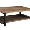 Kirkland's Home Coffee Tables-Large Brown Pine Wood And Metal Coffee Table