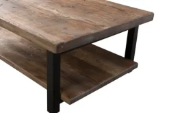 Kirkland's Home Coffee Tables-Large Brown Pine Wood And Metal Coffee Table