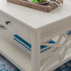 Kirkland's Home Coffee Tables-Lattice Raised Top Storage Coffee Table