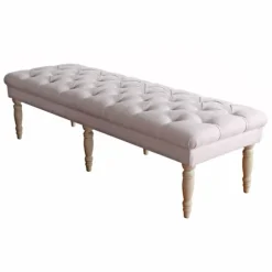 Kirkland's Home Benches & Ottomans-Layla Natural Button Tufted Bench