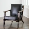 Kirkland's Home Accent Chairs-Leather And Wood Accent Chair