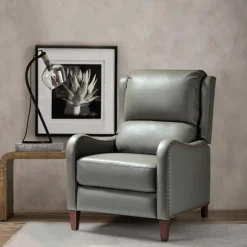Kirkland's Home Accent Chairs-Leather Nailhead Traditional Recliner