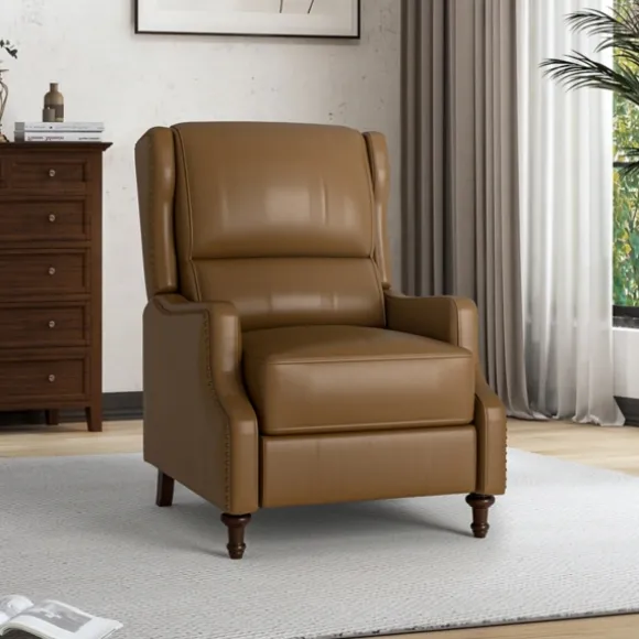 Kirkland's Home Accent Chairs-Leather Nailhead Trim Classic Recliner
