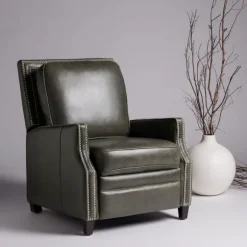 Kirkland's Home Accent Chairs-Leather Nailhead Trim Recliner