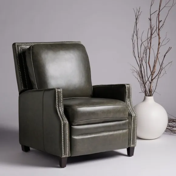 Kirkland's Home Accent Chairs-Leather Nailhead Trim Recliner