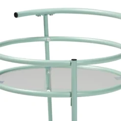 Kirkland's Home Kitchen Islands & Bar Carts-Light Blue Round Metal Bar Cart