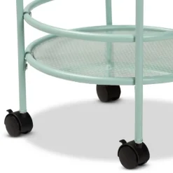 Kirkland's Home Kitchen Islands & Bar Carts-Light Blue Round Metal Bar Cart