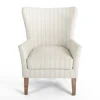 Kirkland's Home Accent Chairs-Light Blue Stripe Wingback Accent Chair