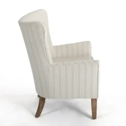 Kirkland's Home Accent Chairs-Light Blue Stripe Wingback Accent Chair