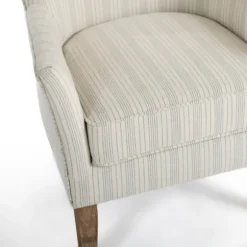 Kirkland's Home Accent Chairs-Light Blue Stripe Wingback Accent Chair