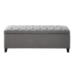 Kirkland's Home Benches & Ottomans-Light Button Tufted Storage Bench