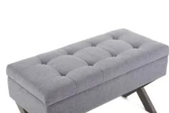 Kirkland's Home Benches & Ottomans-Light Button Tufted Storage Cross Leg Bench