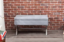 Kirkland's Home Benches & Ottomans-Light Button Tufted Storage Cross Leg Bench