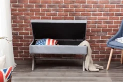 Kirkland's Home Benches & Ottomans-Light Button Tufted Storage Cross Leg Bench