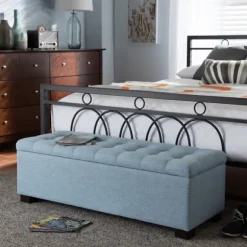 Kirkland's Home Benches & Ottomans-Light Grid Tufted Upholstered Ottoman