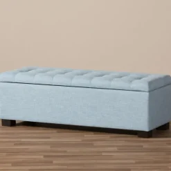 Kirkland's Home Benches & Ottomans-Light Grid Tufted Upholstered Ottoman