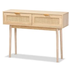 Kirkland's Home Console Tables-Light Oak Rat And Wood Console Table