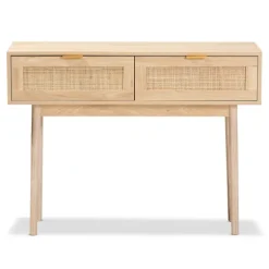 Kirkland's Home Console Tables-Light Oak Rat And Wood Console Table