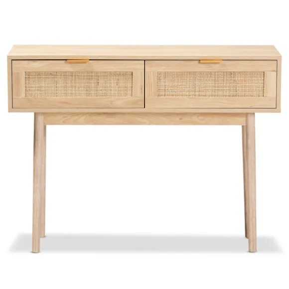 Kirkland's Home Console Tables-Light Oak Rat And Wood Console Table