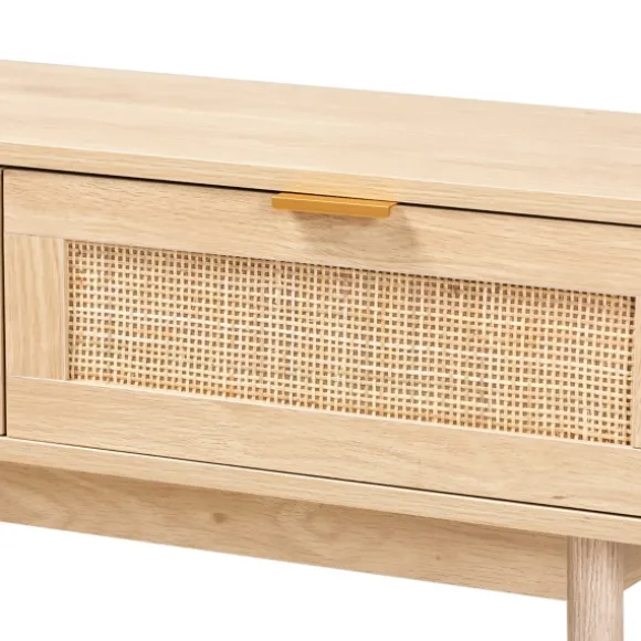 Kirkland's Home Console Tables-Light Oak Rat And Wood Console Table