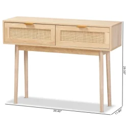 Kirkland's Home Console Tables-Light Oak Rat And Wood Console Table