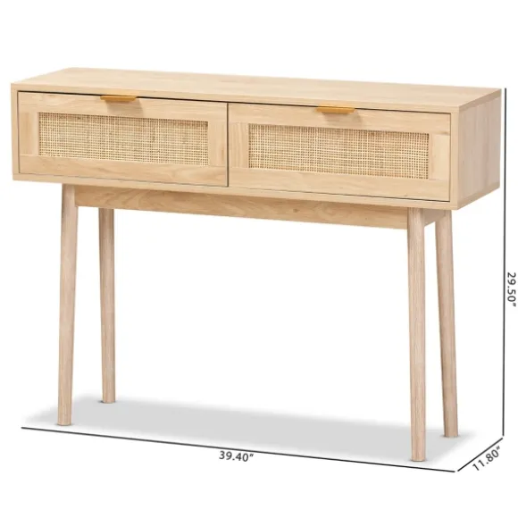 Kirkland's Home Console Tables-Light Oak Rat And Wood Console Table