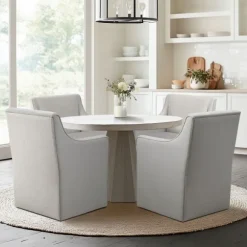 Kirkland's Home Dining Chairs-Light Slipcover Dining Chair With Casters
