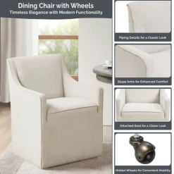 Kirkland's Home Dining Chairs-Light Slipcover Dining Chair With Casters