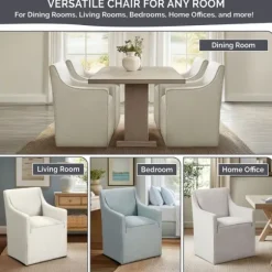 Kirkland's Home Dining Chairs-Light Slipcover Dining Chair With Casters