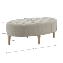 Kirkland's Home Benches & Ottomans-Light Tufted Button Martha Stewart Ottoman