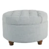 Kirkland's Home Benches & Ottomans-Light Tufted Round Storage Ottoman