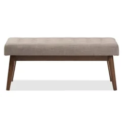 Kirkland's Home Benches & Ottomans-Light Tufted Walnut Wood Bench