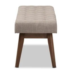 Kirkland's Home Benches & Ottomans-Light Tufted Walnut Wood Bench