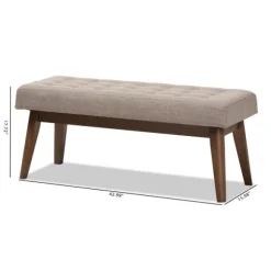 Kirkland's Home Benches & Ottomans-Light Tufted Walnut Wood Bench