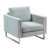 Kirkland's Home Accent Chairs-Light Velvet And Chrome Accent Chair