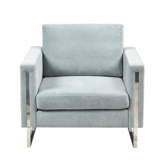 Kirkland's Home Accent Chairs-Light Velvet And Chrome Accent Chair