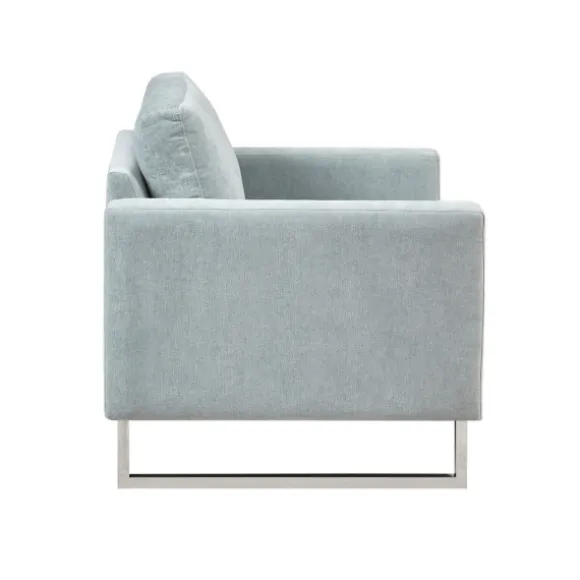 Kirkland's Home Accent Chairs-Light Velvet And Chrome Accent Chair